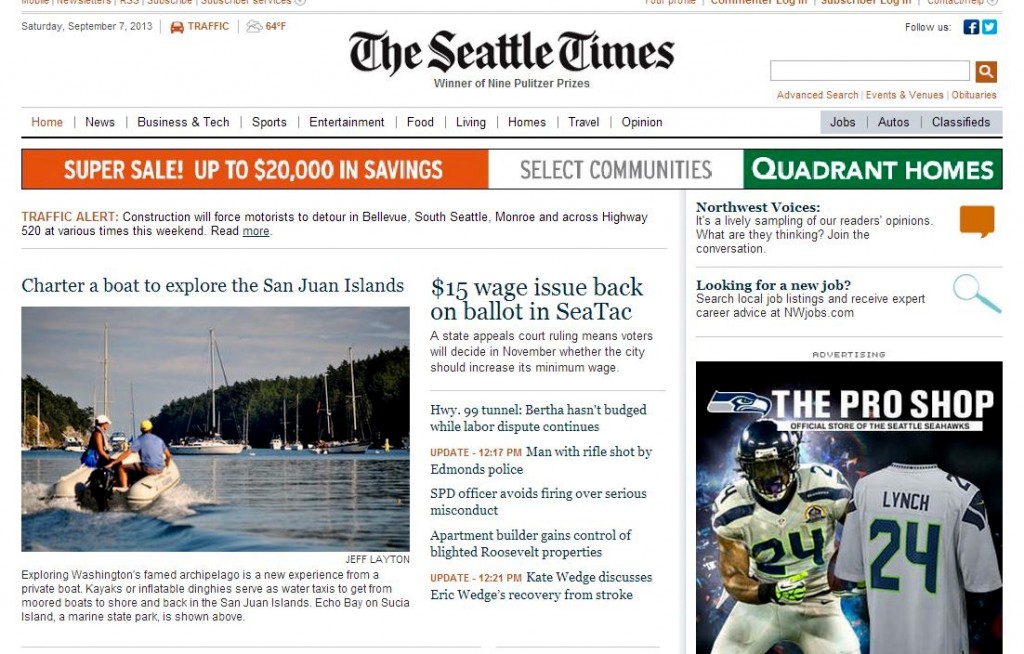 Seattle TImes Front Page Sept. 2013
