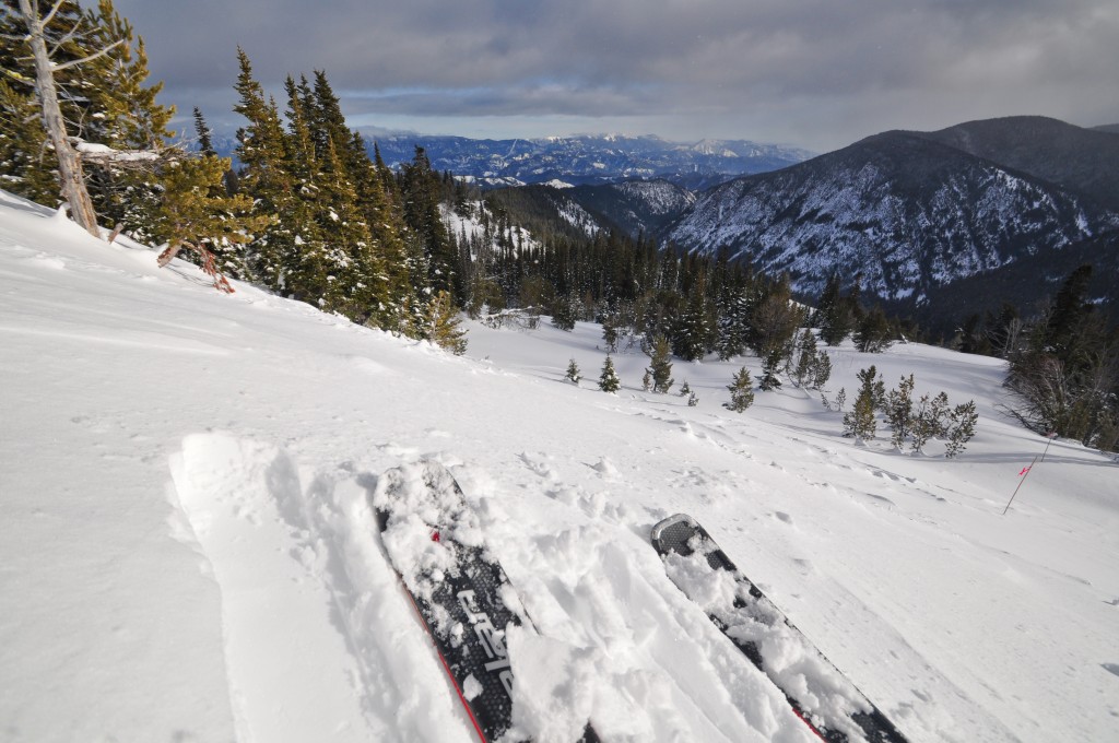 Logging companies have cleared large swatches of land, creating open ski terrain around camp - like this one on Nason Ridge