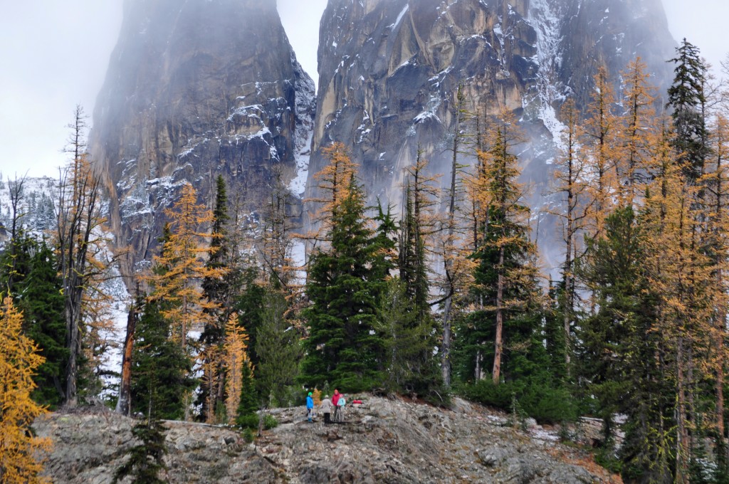 The aptly named Early Winter Spires show a dusting of snow, hinting at the season ahead