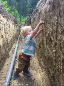 Ian examines the layers of roots in our trench